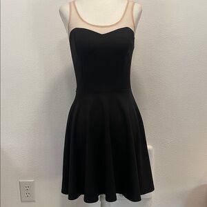 American Rag Chelsea Black Fit-and-Flare Dress with Nude Illusion Neckline